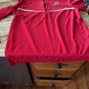 Columbia Golf Omni-Wick ku Kansas Jayhawks Pullover Red 1/4 Zip LS Shirt Men's M